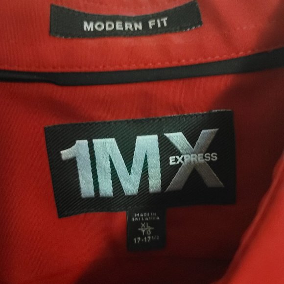 Express Modern Fit 1MX Button Up Long Sleeve Shirt Men's Size XL - Red - Picture 3 of 5